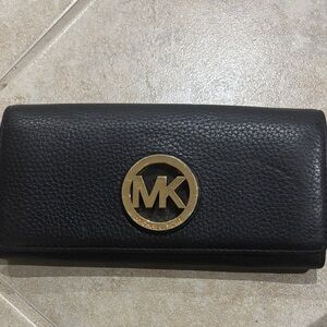 Michael Kors Black Wallet with Gold Logo